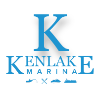 a blue and white logo for kenlake marina