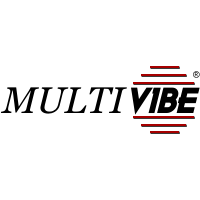 the multi vibe logo is a black and red logo on a white background .
