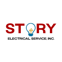 the logo for story electrical service inc. has a light bulb on it .
