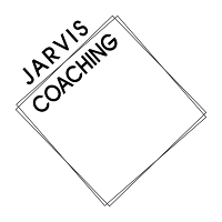 a black and white drawing of a square with the words jarvis coaching written on it .