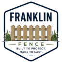 Franklin Fence Logo with Hexagon Emblem, Wooden Fence Graphic, Grass Accents, Tagline, and Company Name in Franklin, WI