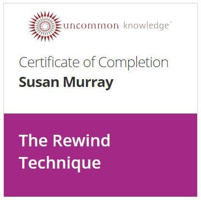 certificate of completion Susan Murray the rewind technique