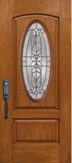 A Door with Oval Decorated glass — Detroit, MI — Protector Window & Door