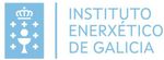 El logo del instituto energético de galicia es azul y blanco