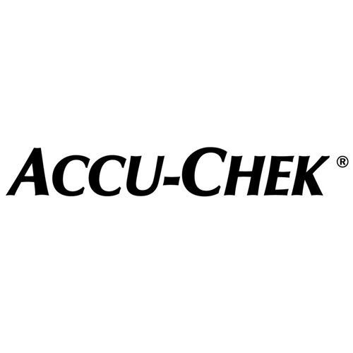 The accu-chek logo is black and white on a white background.