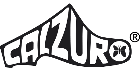 A black and white logo for calzuro is on a white background.