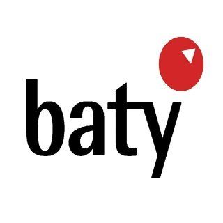 A baty logo with a red triangle in the middle