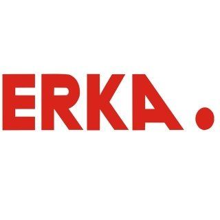 A red erka logo on a white background