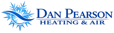 the logo for dan pearson heating and air has a sun and snowflakes on it .