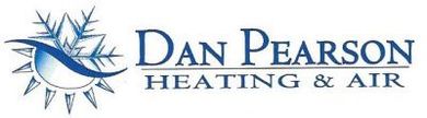 the logo for dan pearson heating and air has a sun and snowflakes on it .