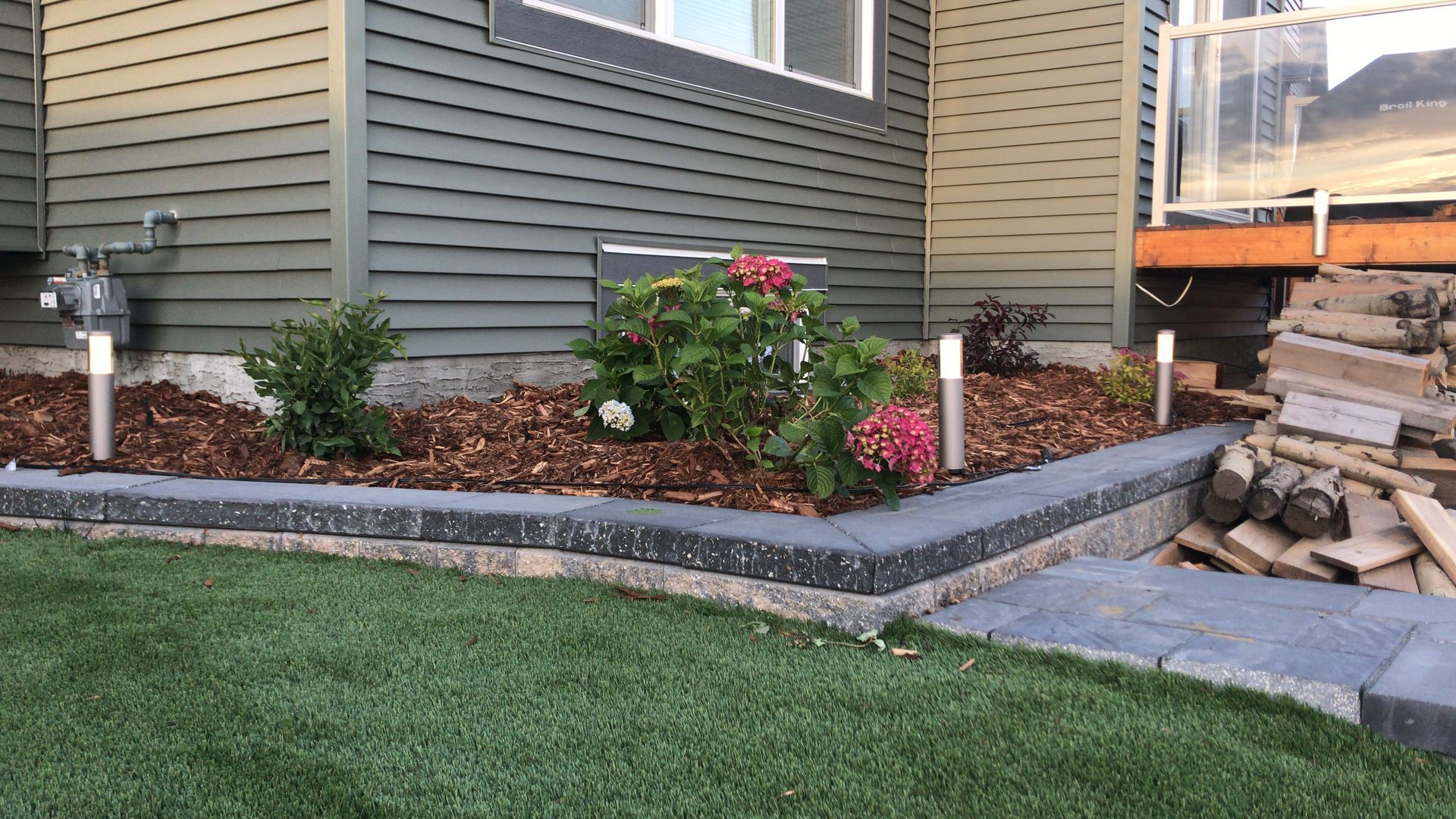 garden bed with stone wall