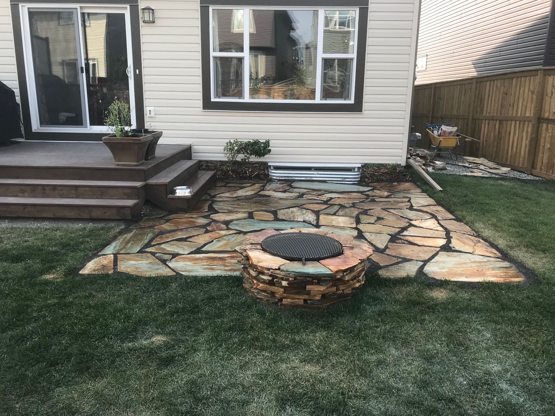 fire pit and stone patio
