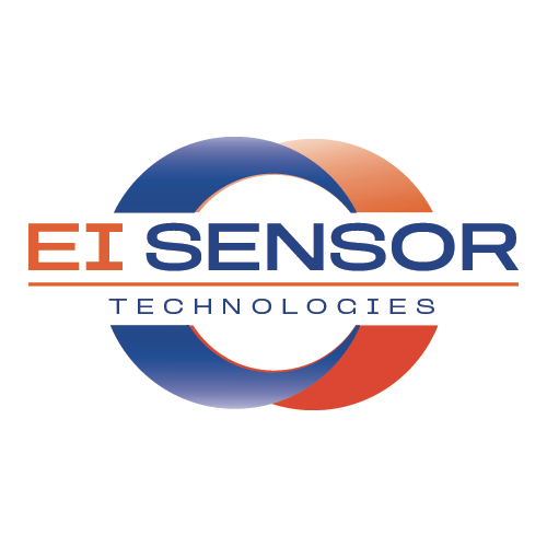 A blue and orange logo for ei sensor technologies