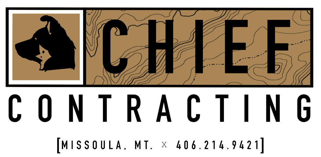 Logo for Chief Contracting. Features a dog silhouette, the word