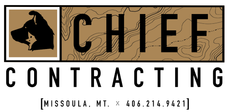Logo for Chief Contracting. Features a dog silhouette, the word 