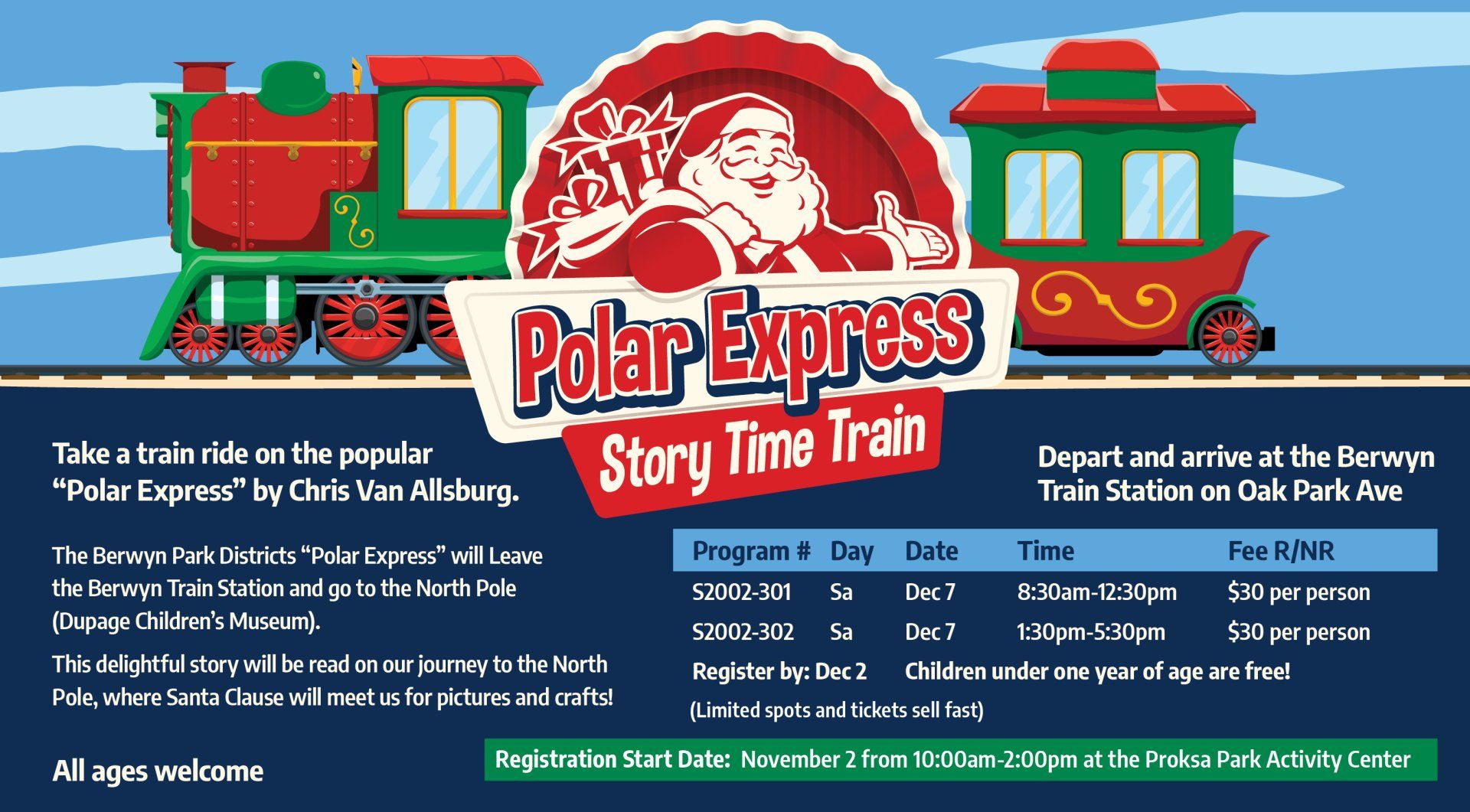 A poster for the polar express story time train
