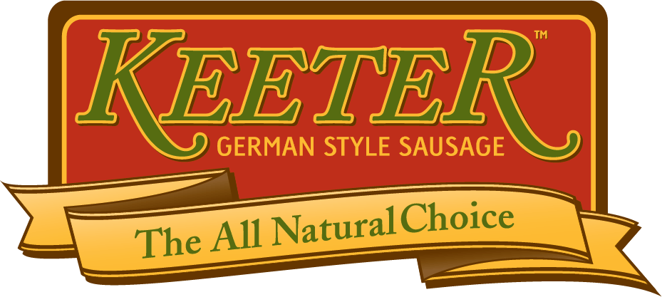 A logo for keeter german style sausage the all natural choice