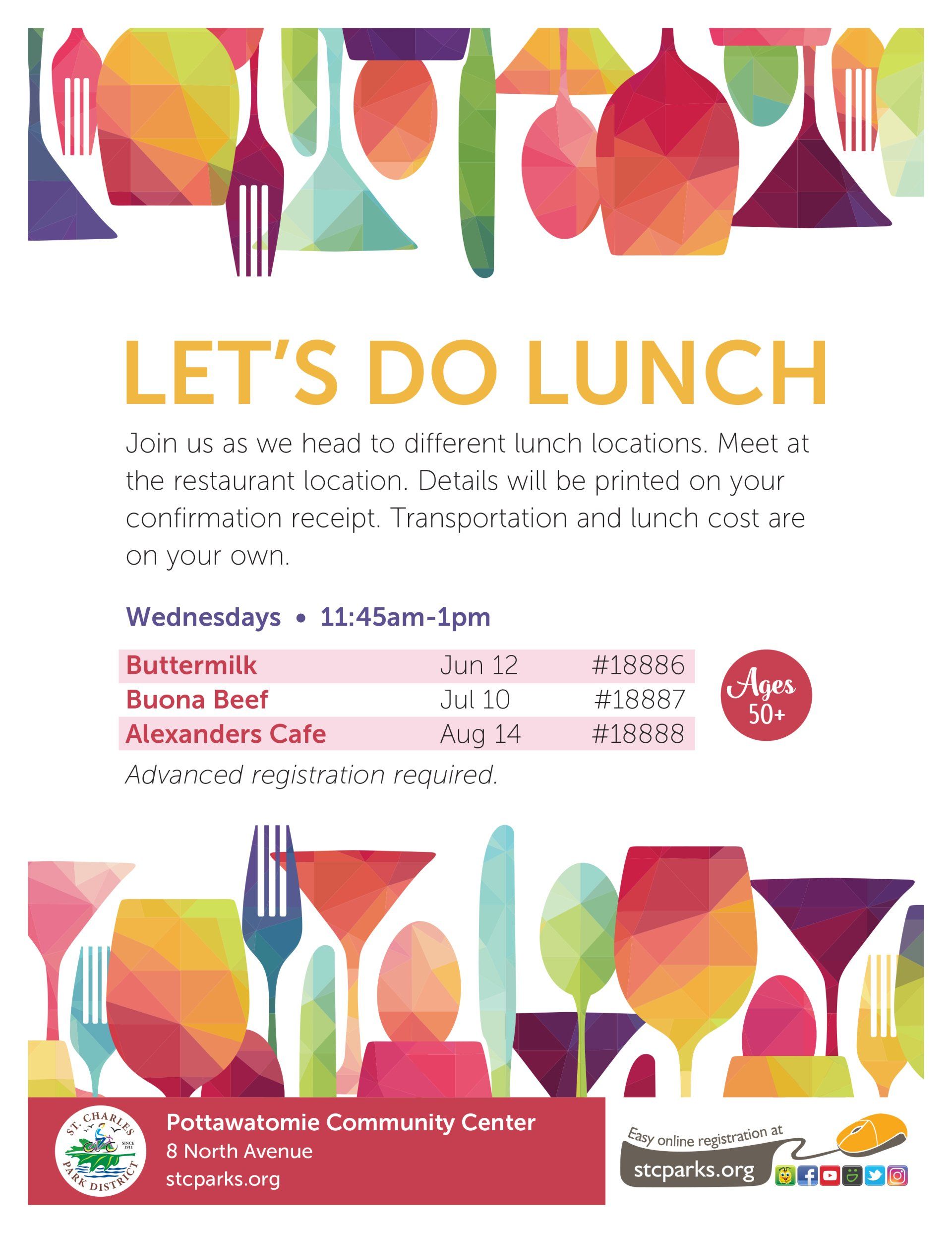 A poster that says let 's do lunch on it