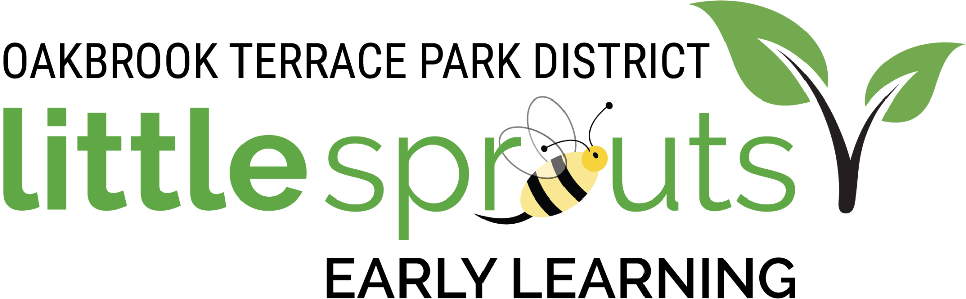 The logo for oakbrook terrace park district little sprouts early learning.