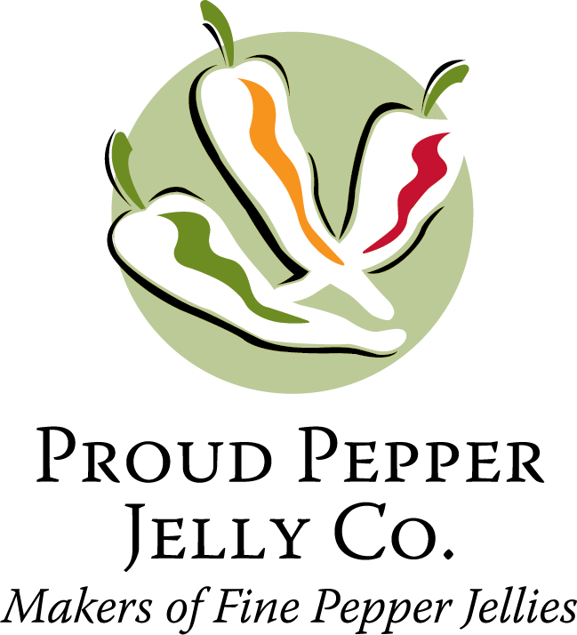 A logo for proud pepper jelly co. makers of fine pepper jellies