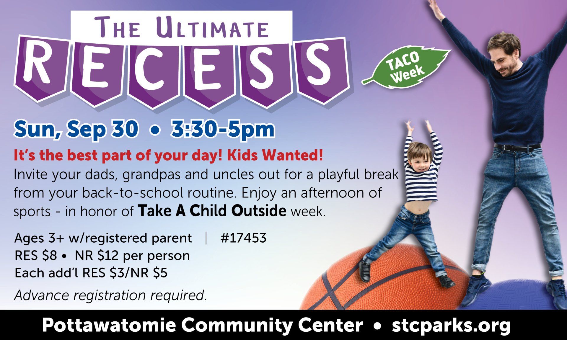 An advertisement for the ultimate recess at stcparks.org