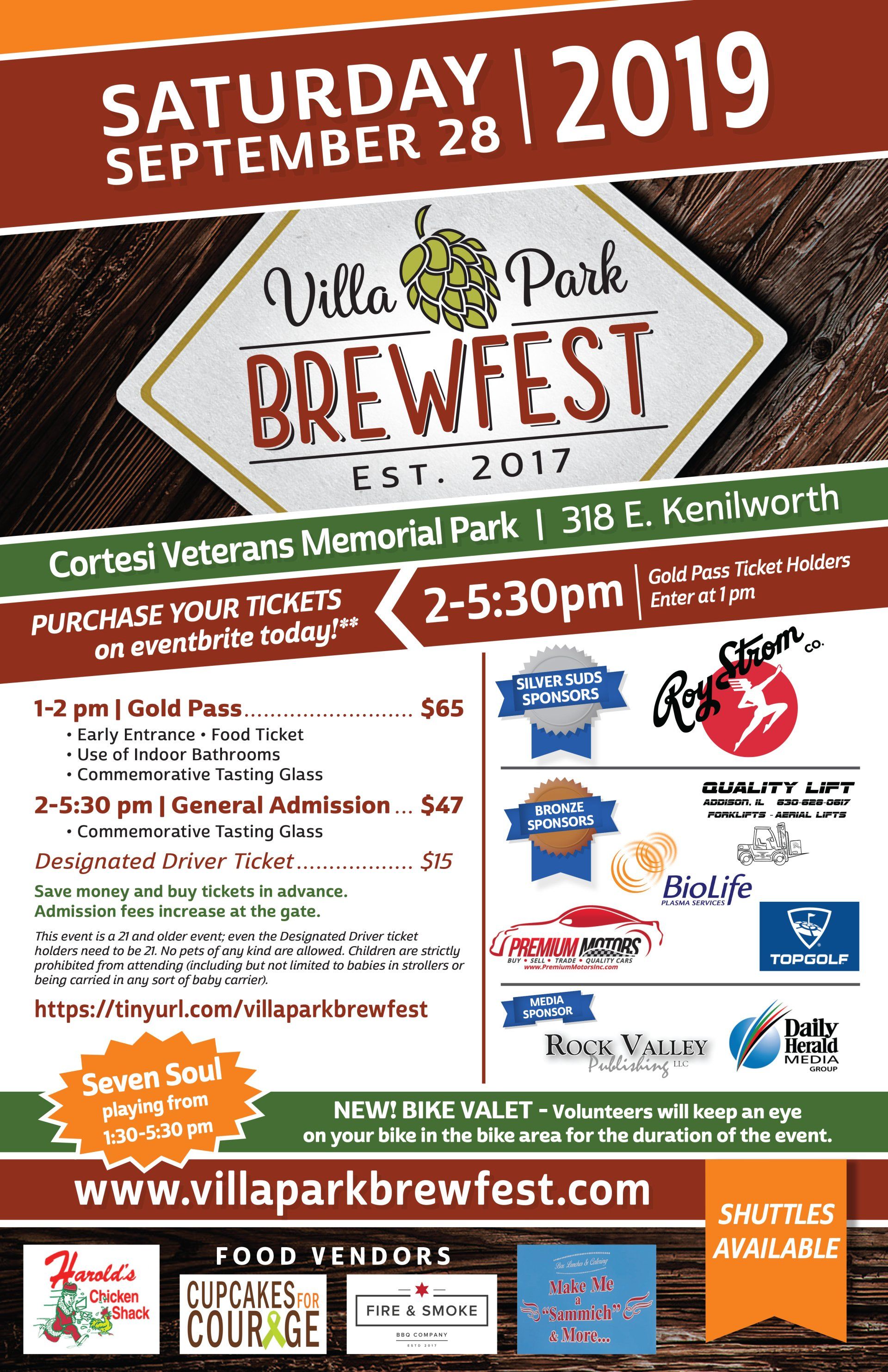 A poster for the villa park brewfest on september 28th
