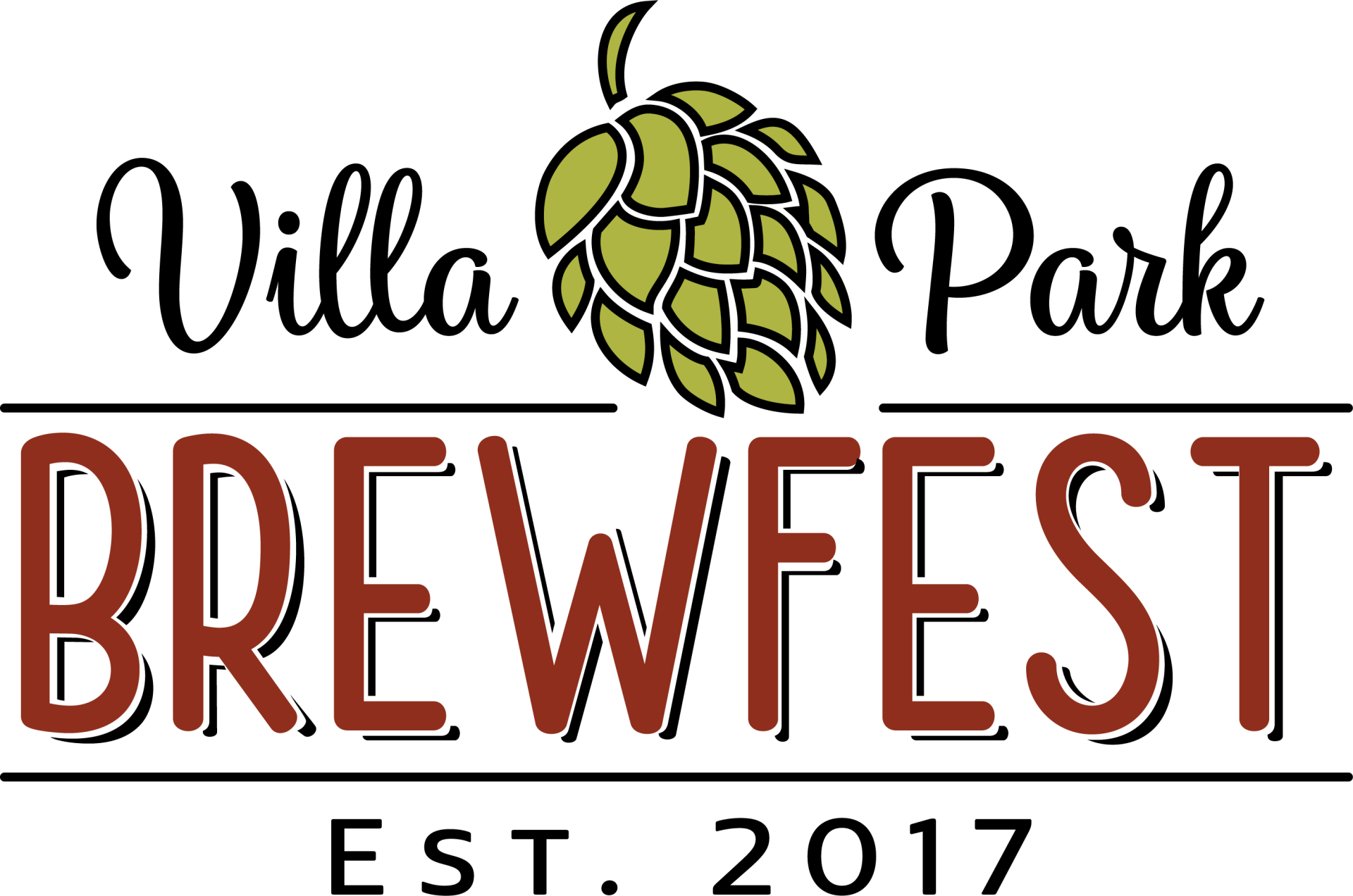 A logo for the villa park brewfest , which took place in 2017.