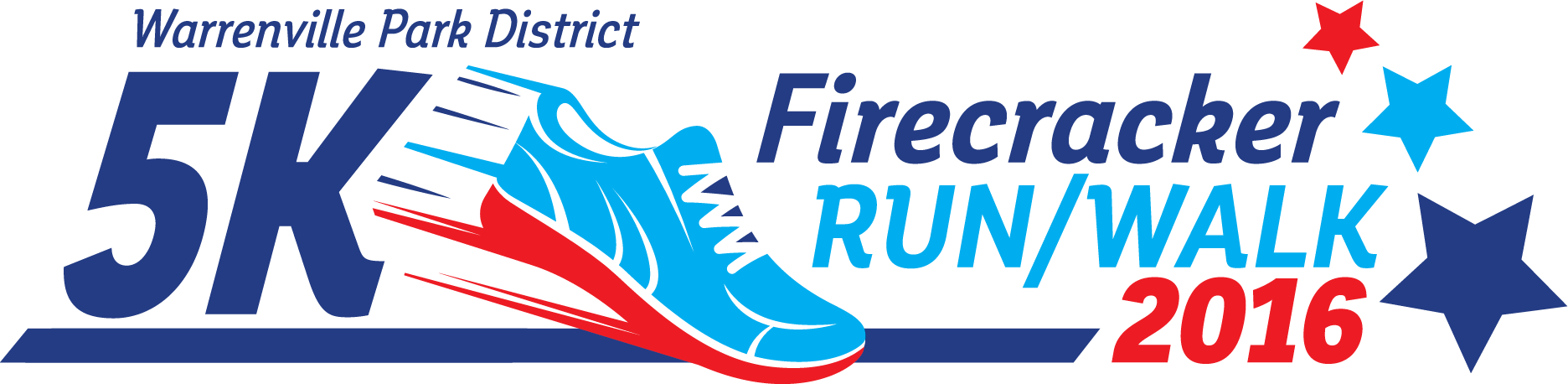A logo for a 5k run / walk in warrenville park district