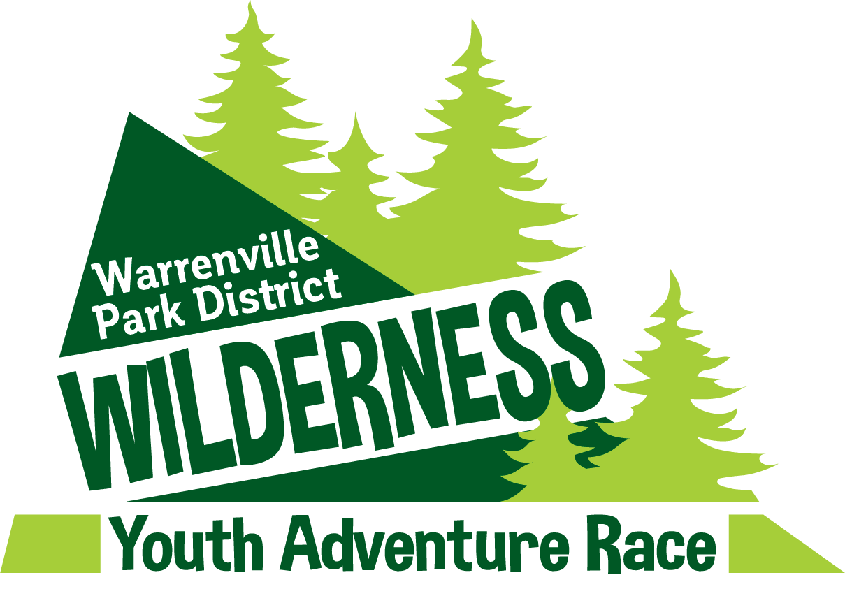 A logo for the warrenville park district wilderness youth adventure race