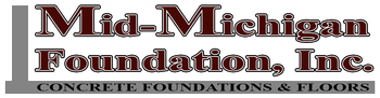 A logo for mid-michigan foundation inc. concrete foundations and floors