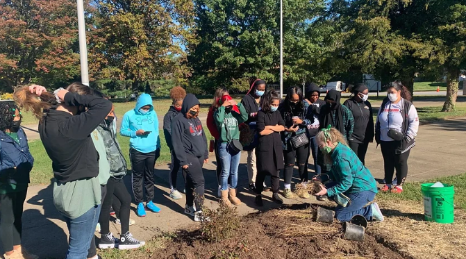 Front Western High School student planting