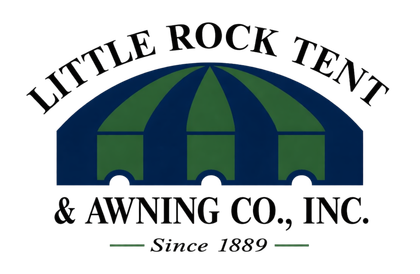 little rock tent and awnings navy blue and green logo