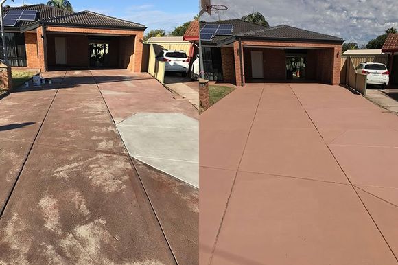 concrete Midland TX decorative driveway repair before and after