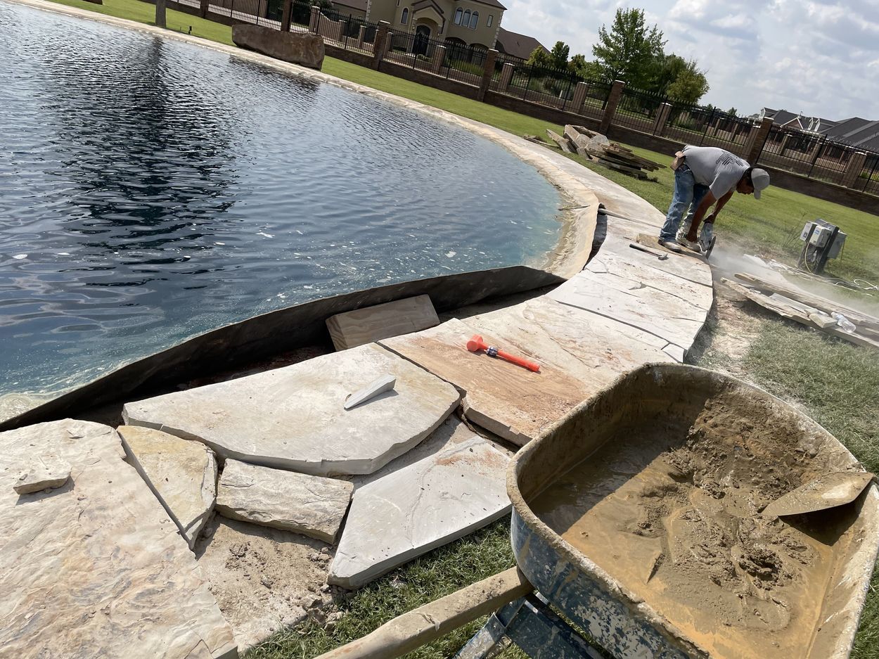 stone repairs for the pool deck by masonry Odessa TX team