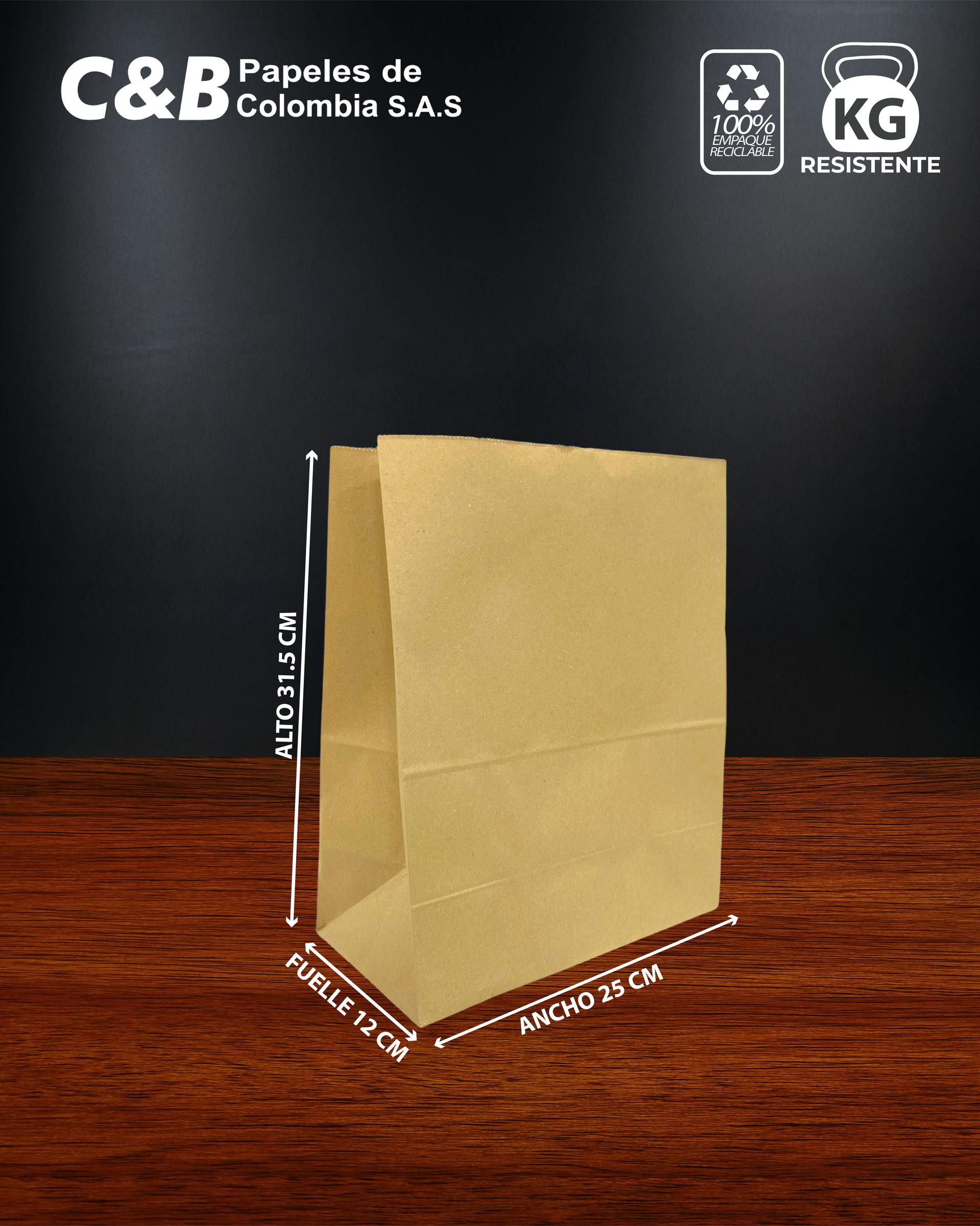 Fotografia producto bolsa papel kraft para delivery