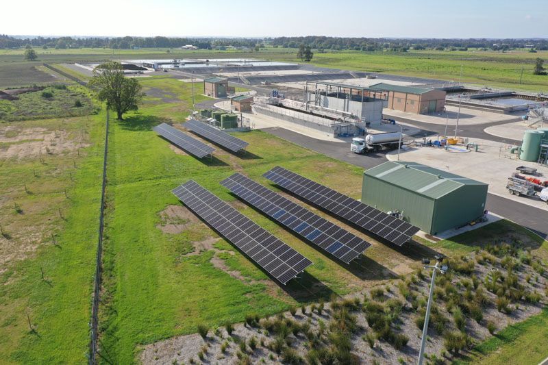 Solar panels on a small solar farm