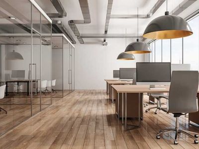 Modern office interior with city view 