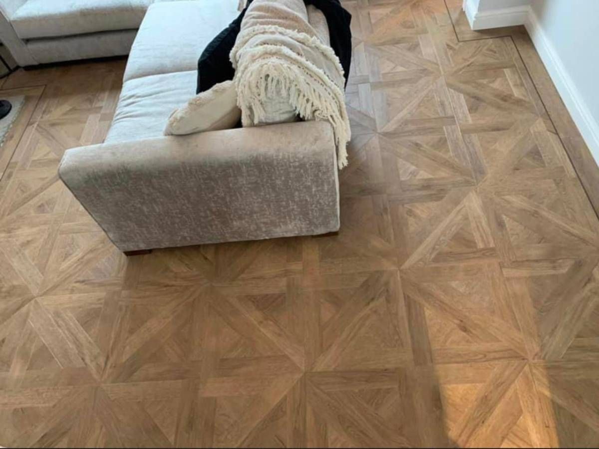 Derbyshire Flooring Specialists basket weave LVT flooring for a lounge in Derby