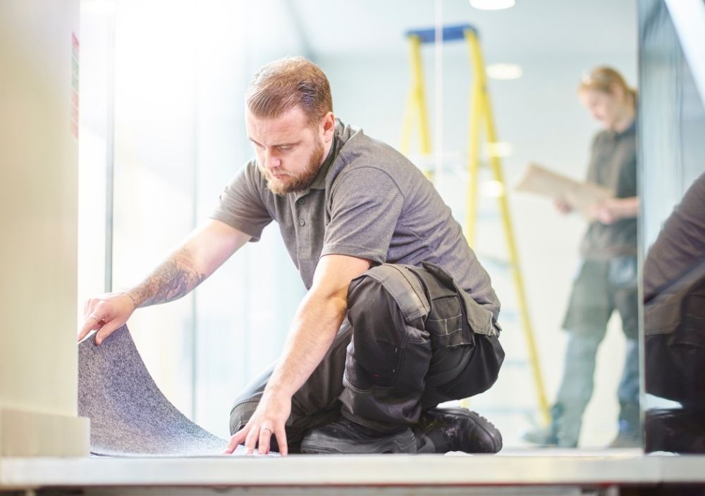 Derbyshire Flooring Specialists fitting a commercial floor