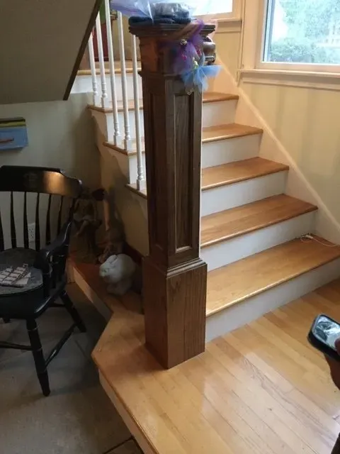 Custom newel post — Deep River, CT — Zdon Builders, Inc.