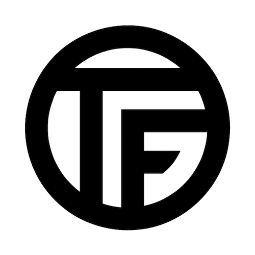 Black and white logo of the letters T and G within a circle.