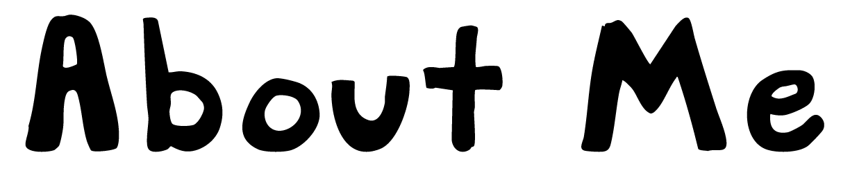 Black hand-drawn text reading “About Me” on a white background