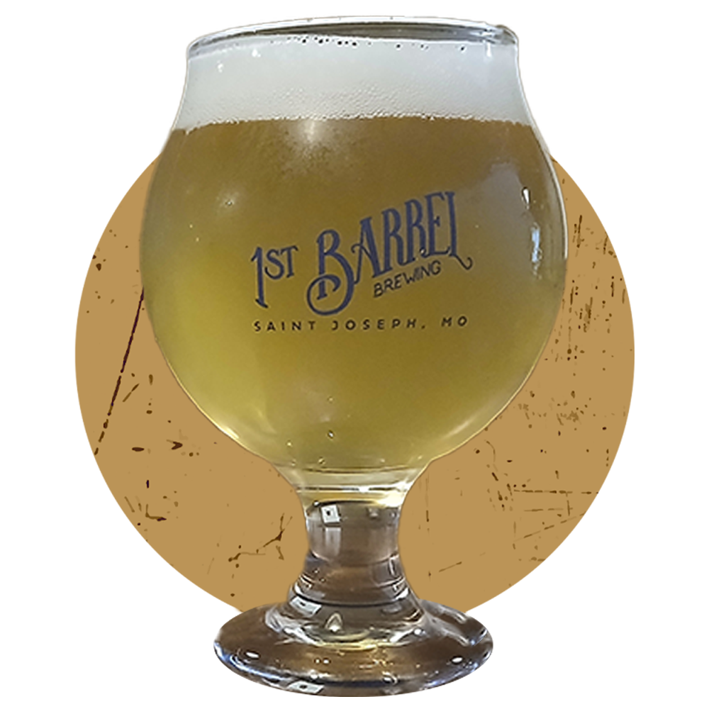 A glass of barrel brewing company beer on a brown background