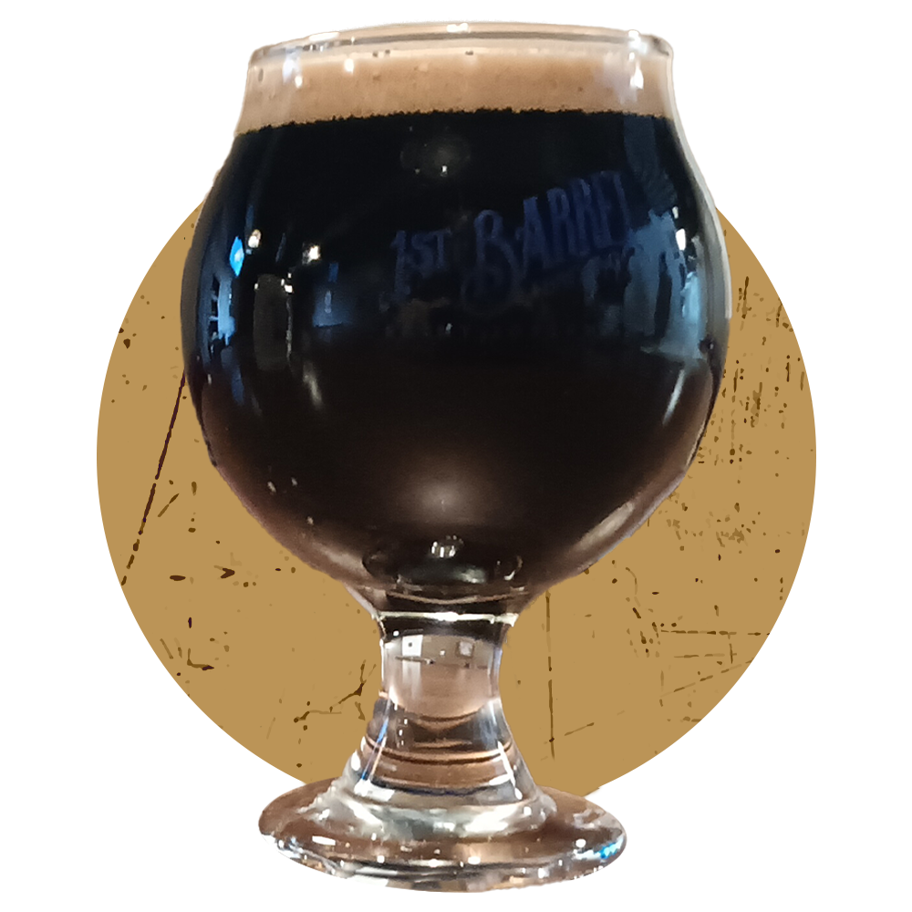 A glass of beer with a brown circle in the background