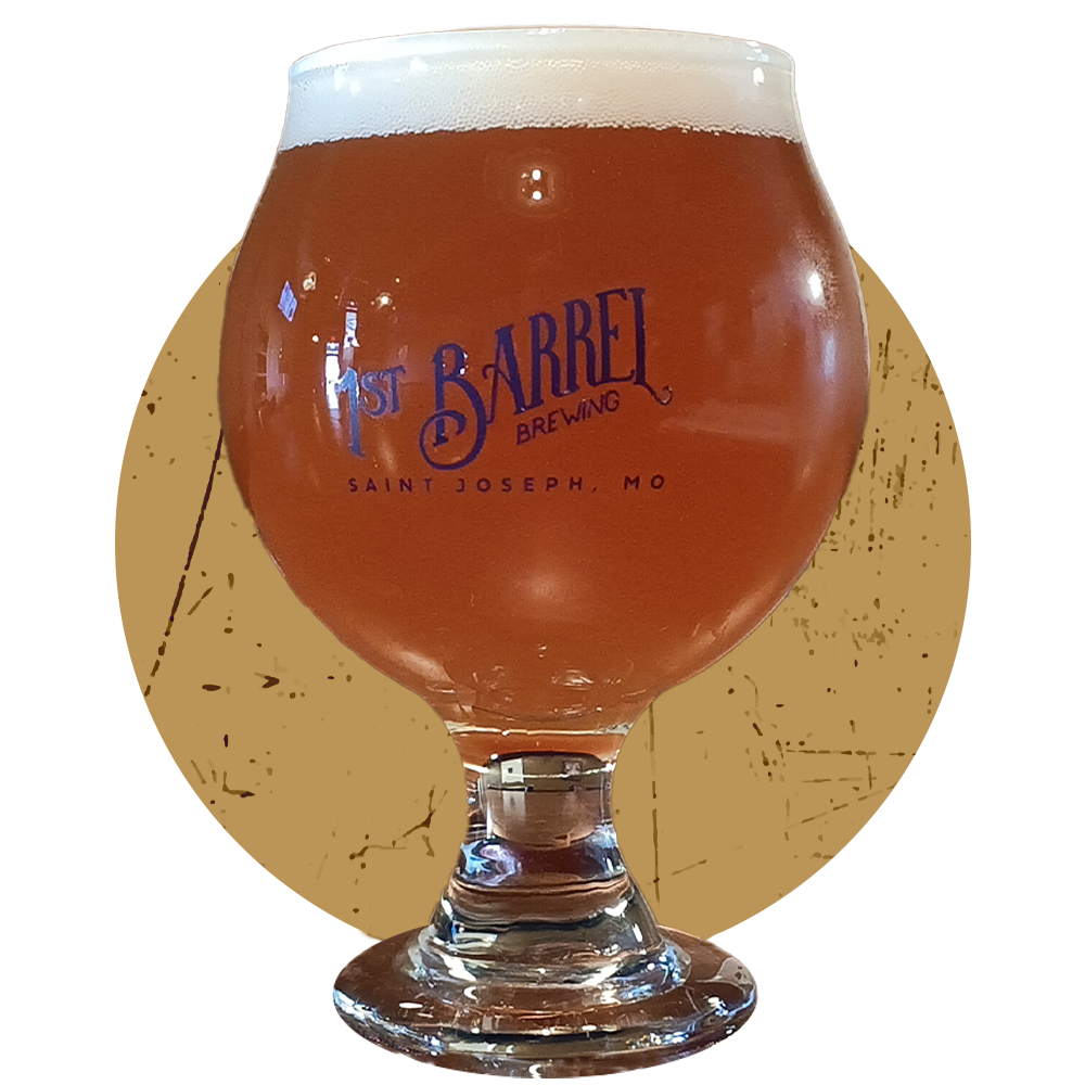 A glass of beer that says 1st bank on it