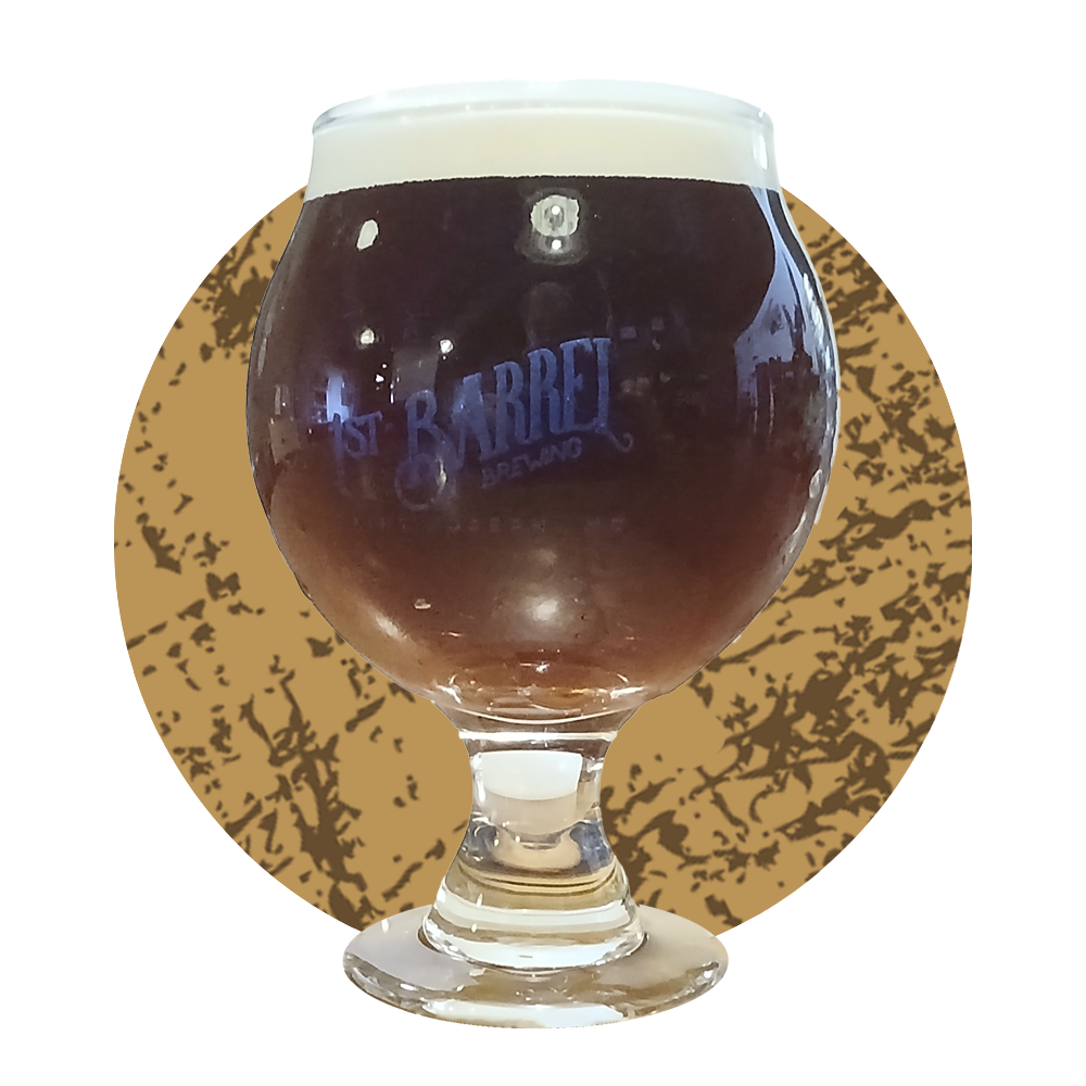 A glass of beer that says 1st bank on it