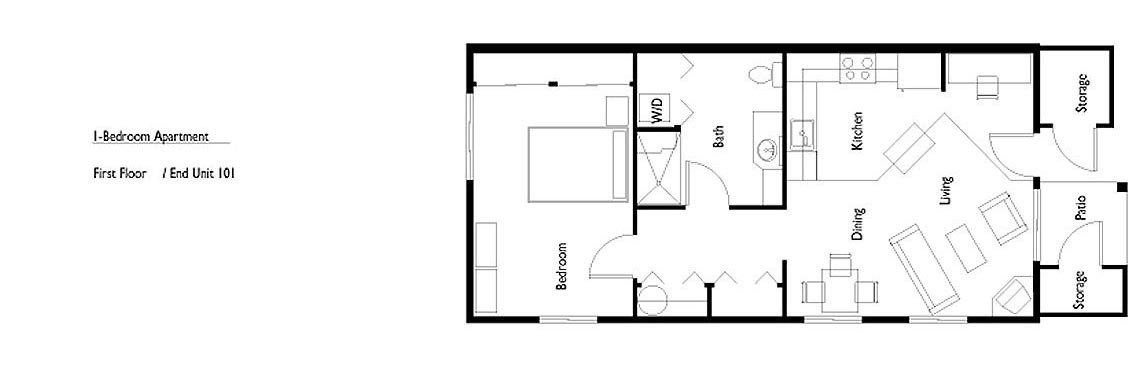 Floor Plan - 1 Bedroom Apartment
