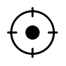 Crosshairs, black circle with a centered dot.