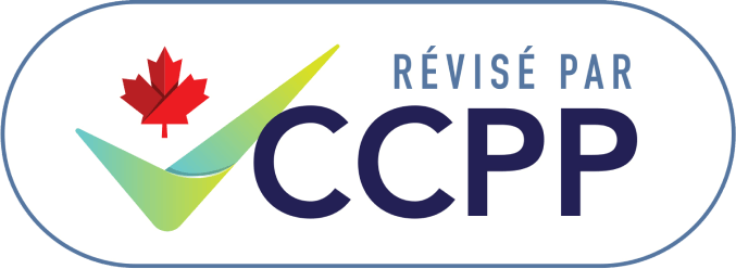 Logo de CCPP avec une feuille d'érable canadienne et une coche, le texte indique « Révisé par CCPP ».