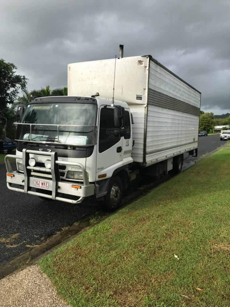 White Truck Parked on the Side of a Road — JR Removals Mackay In Nebo, QLD